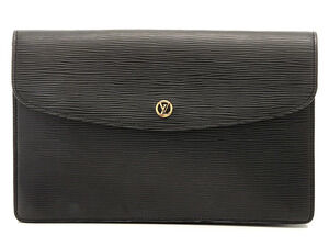 LOUIS VUITTON Clutch Bag Montaigne Epi Noir Black